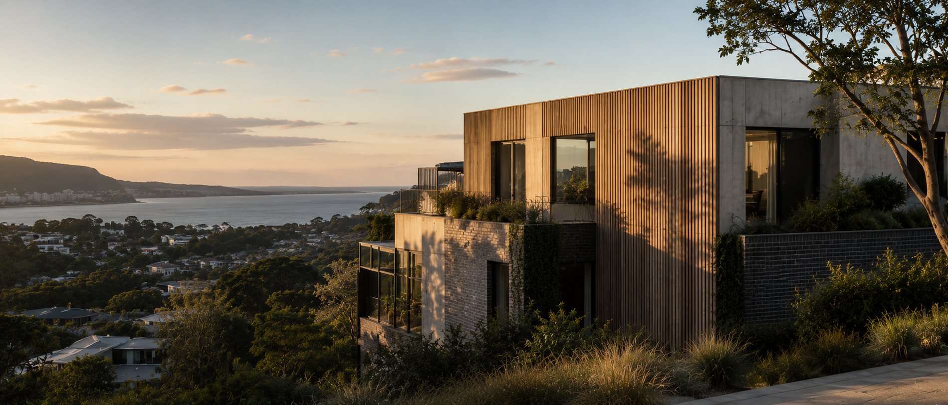 Australian multi-residential courtyard showing controlled sunlight, building shadows and solar-aware urban design