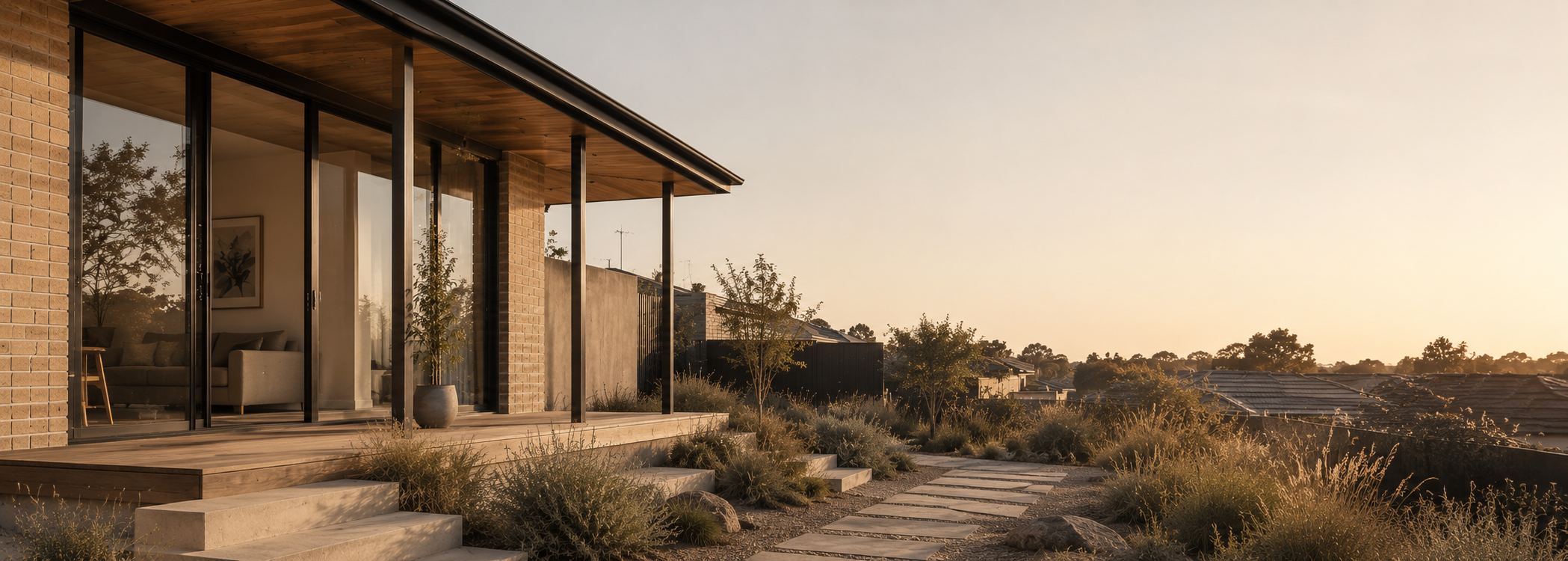 Contemporary Australian dwelling representing VURB assessment, reference building comparison and alternative residential energy compliance pathways.