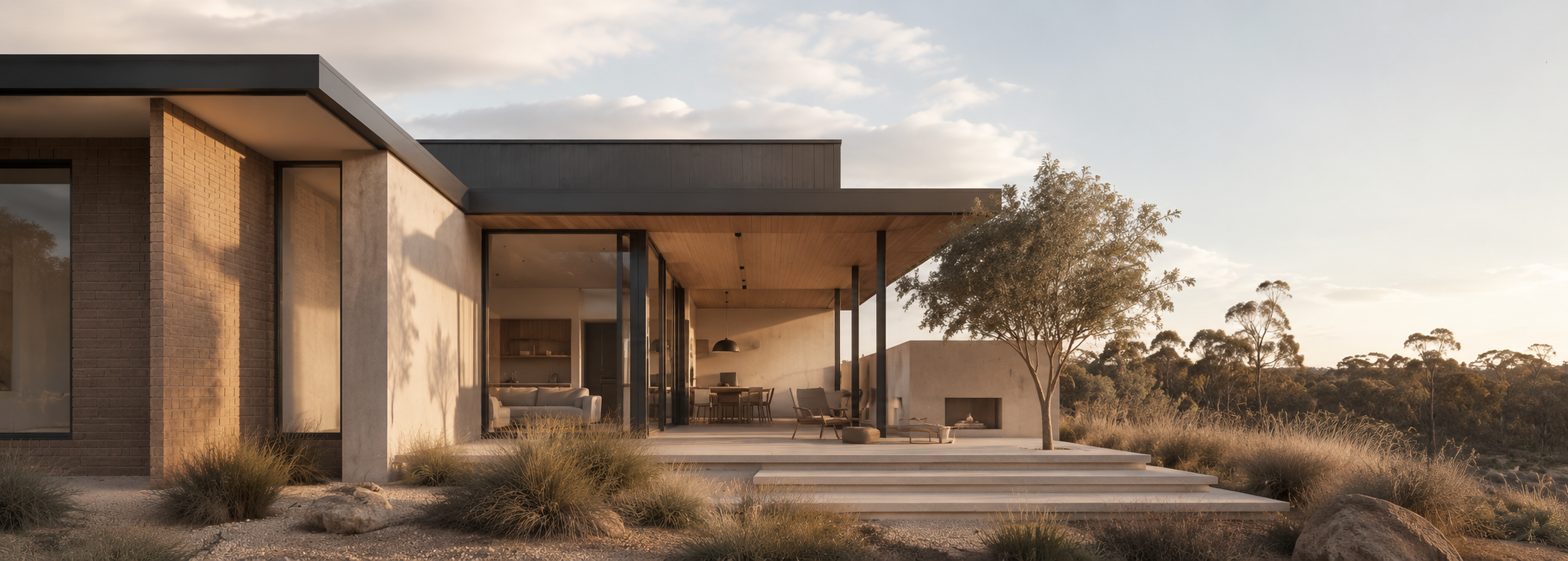 Contemporary Australian new home designed for strong thermal performance, representing NatHERS assessment, residential energy ratings and climate-responsive design.