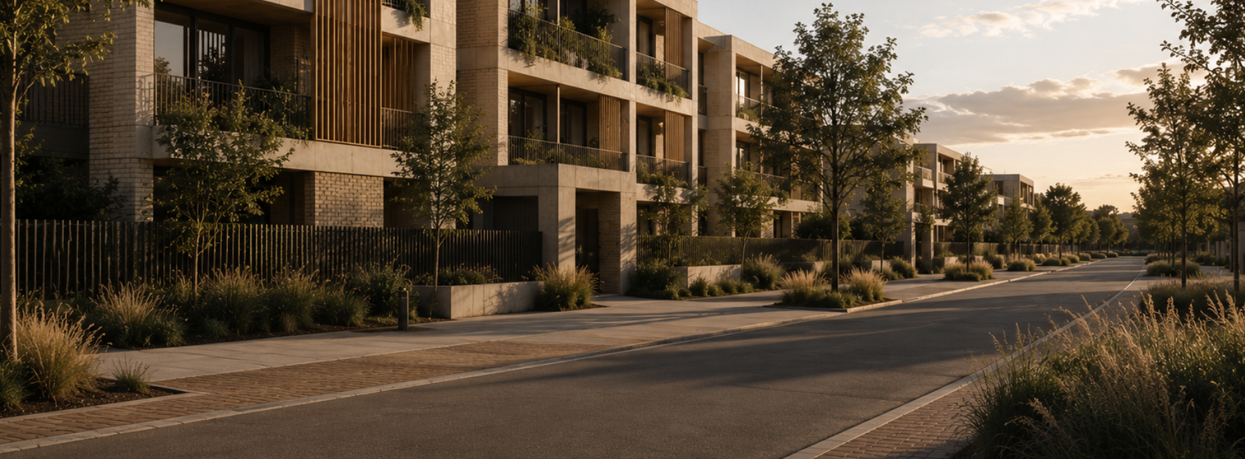Contemporary Victorian development representing BESS assessment, planning-stage sustainability and Built Environment Sustainability Scorecard requirements.
