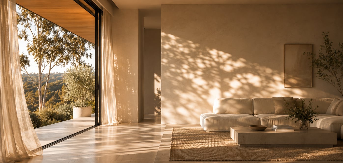 Serene living room with nature view