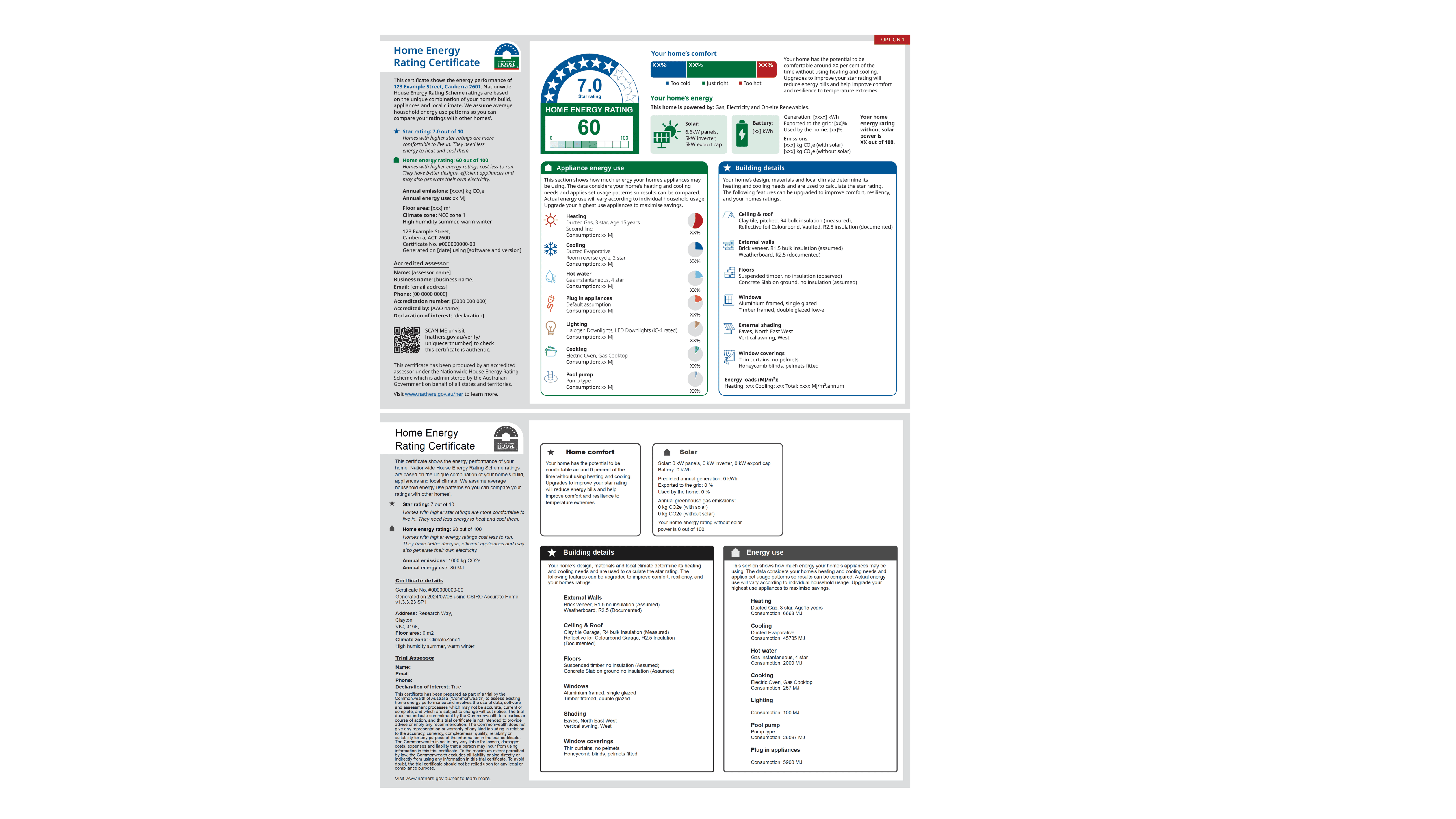 Example NatHERS certificates