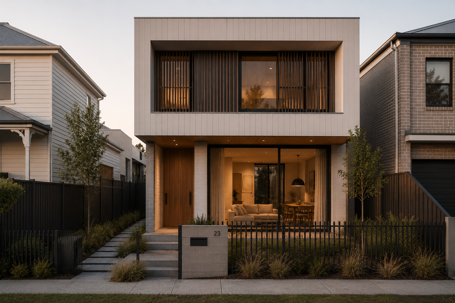 Contemporary Australian home balancing Deemed-to-Satisfy compliance and NatHERS thermal performance design principles