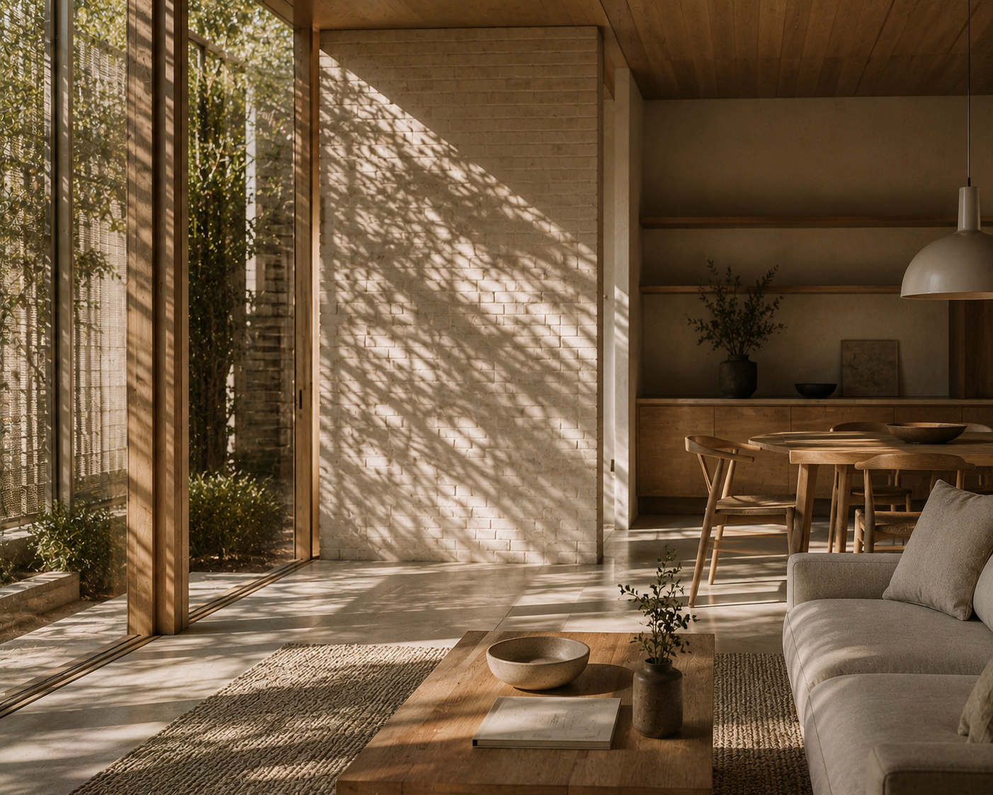 Australian residential interior showing passive solar design principles for BASIX thermal performance
