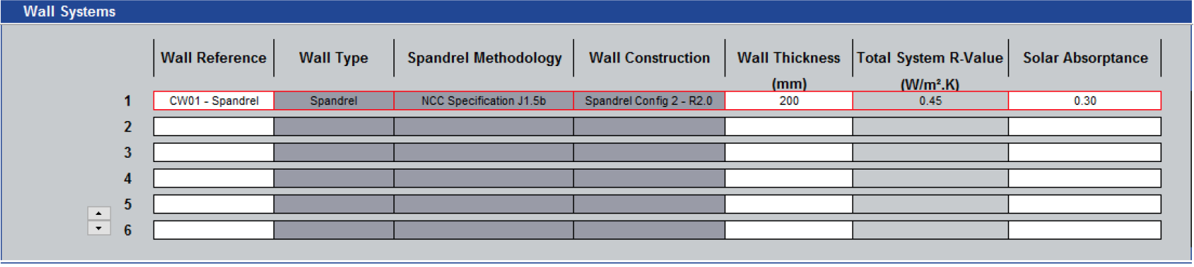 sample information for national construction code calculator to assess JV3