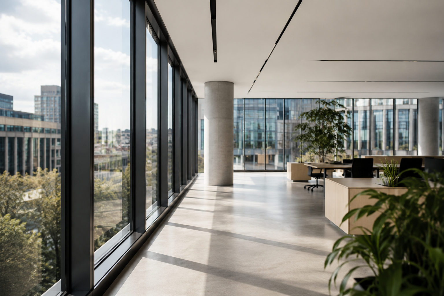 Modern Glass Facade Office Space for Section J