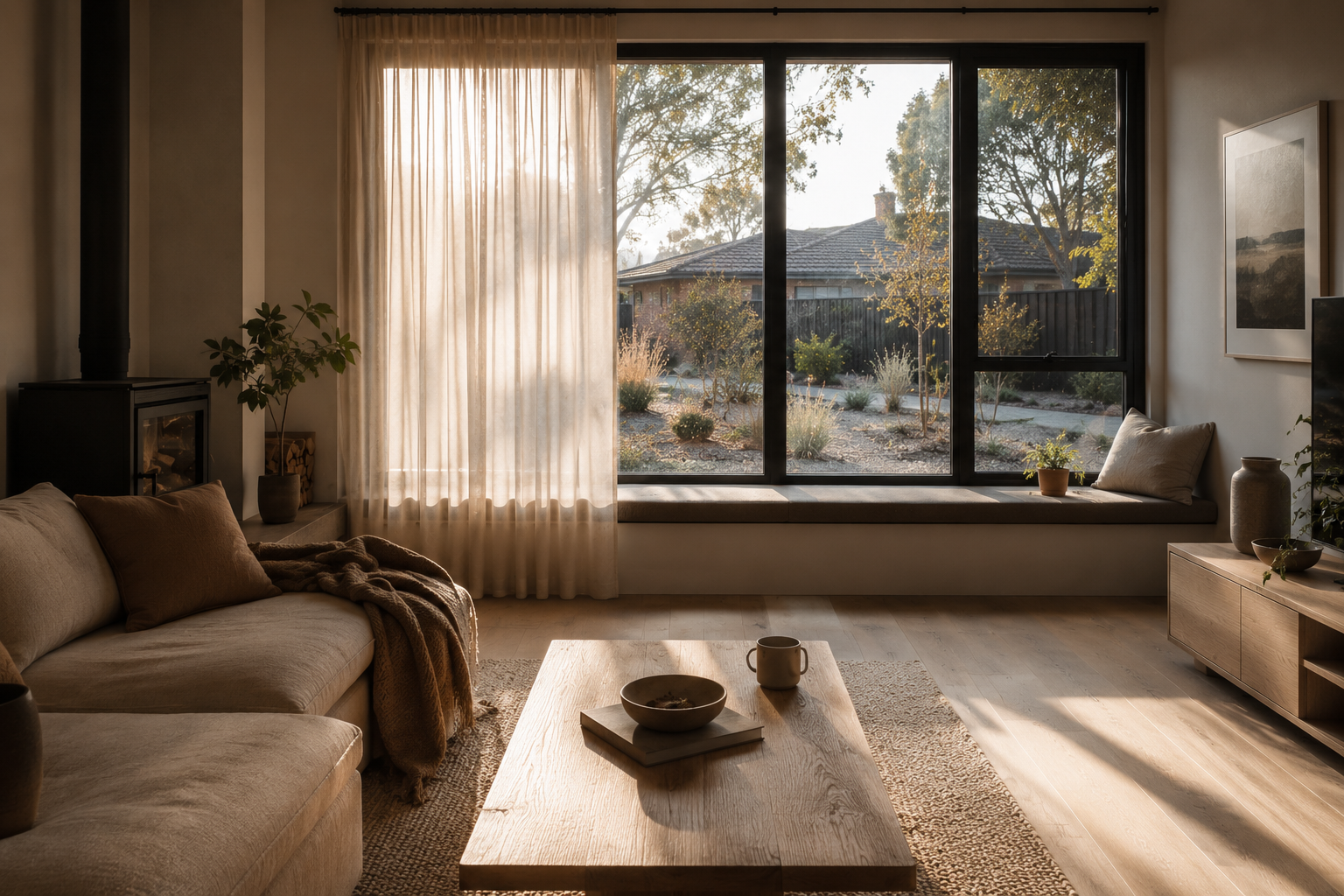 Existing Australian home with assessment documents, calm interior comfort and future home energy rating transition